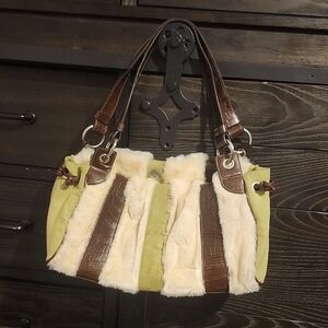 Chic Cream and Brown Shoulder Bag
